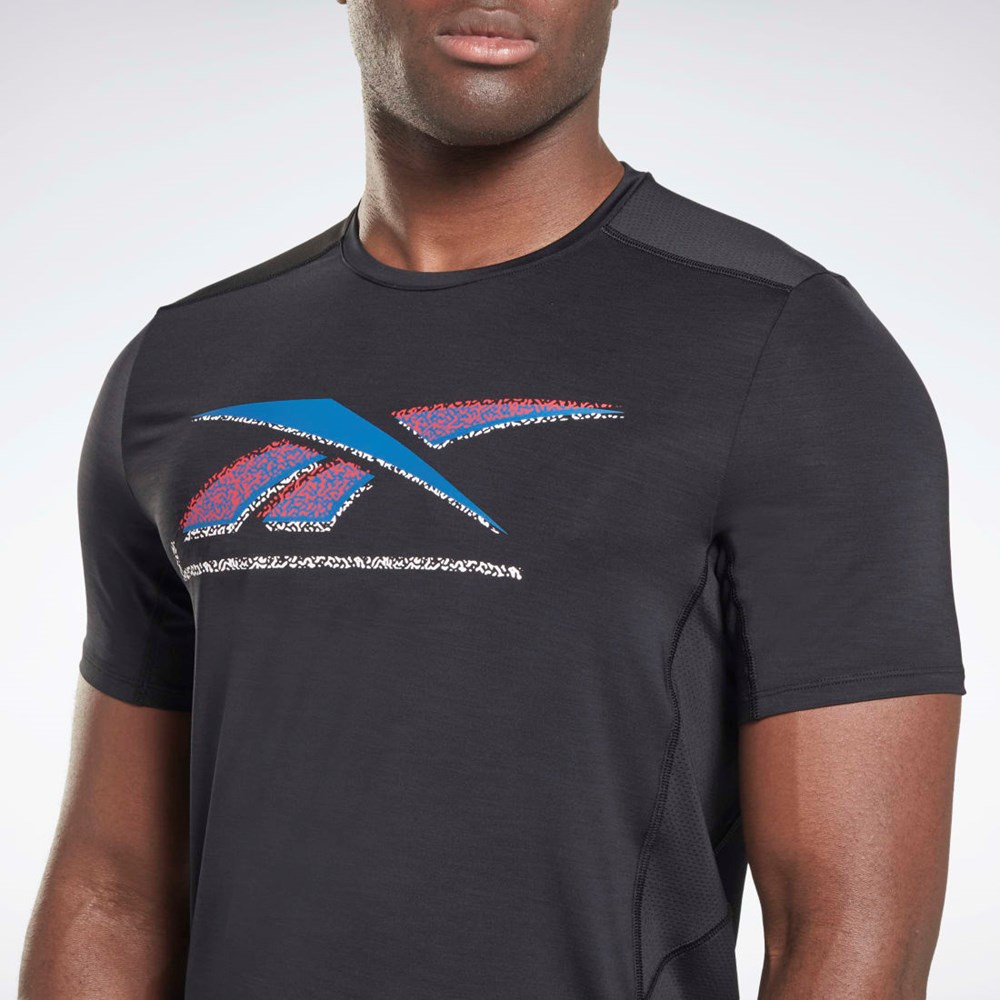 Reebok ACTIVCHILL Graafinen Athlete T-Shirt Mustat | ACWZTG-027