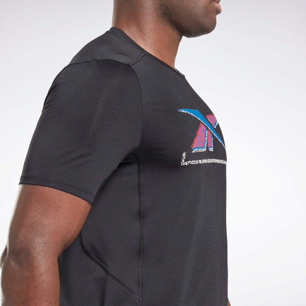 Reebok ACTIVCHILL Graafinen Athlete T-Shirt Mustat | ACWZTG-027