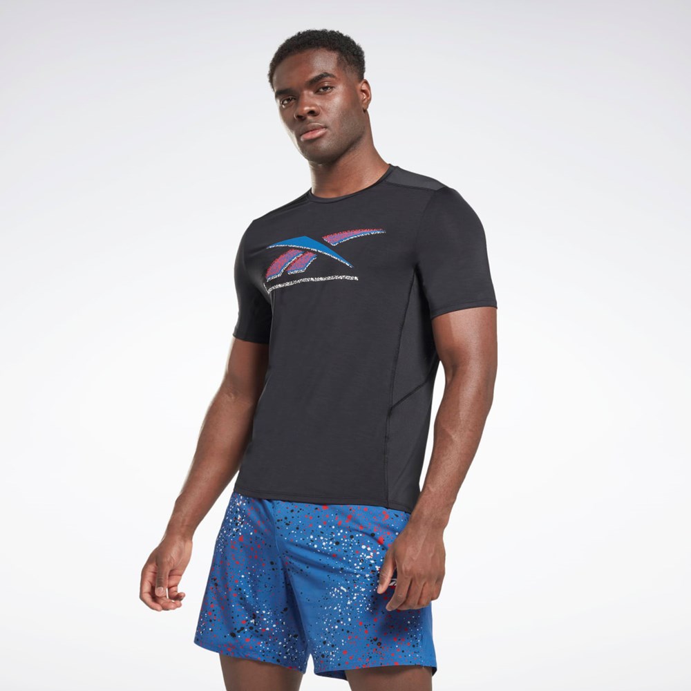 Reebok ACTIVCHILL Graafinen Athlete T-Shirt Mustat | ACWZTG-027