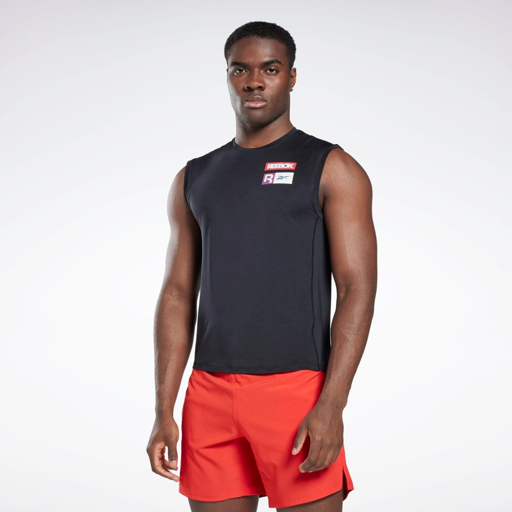 Reebok ACTIVCHILL Hihattomat T-Shirt Mustat | OSCUIJ-985