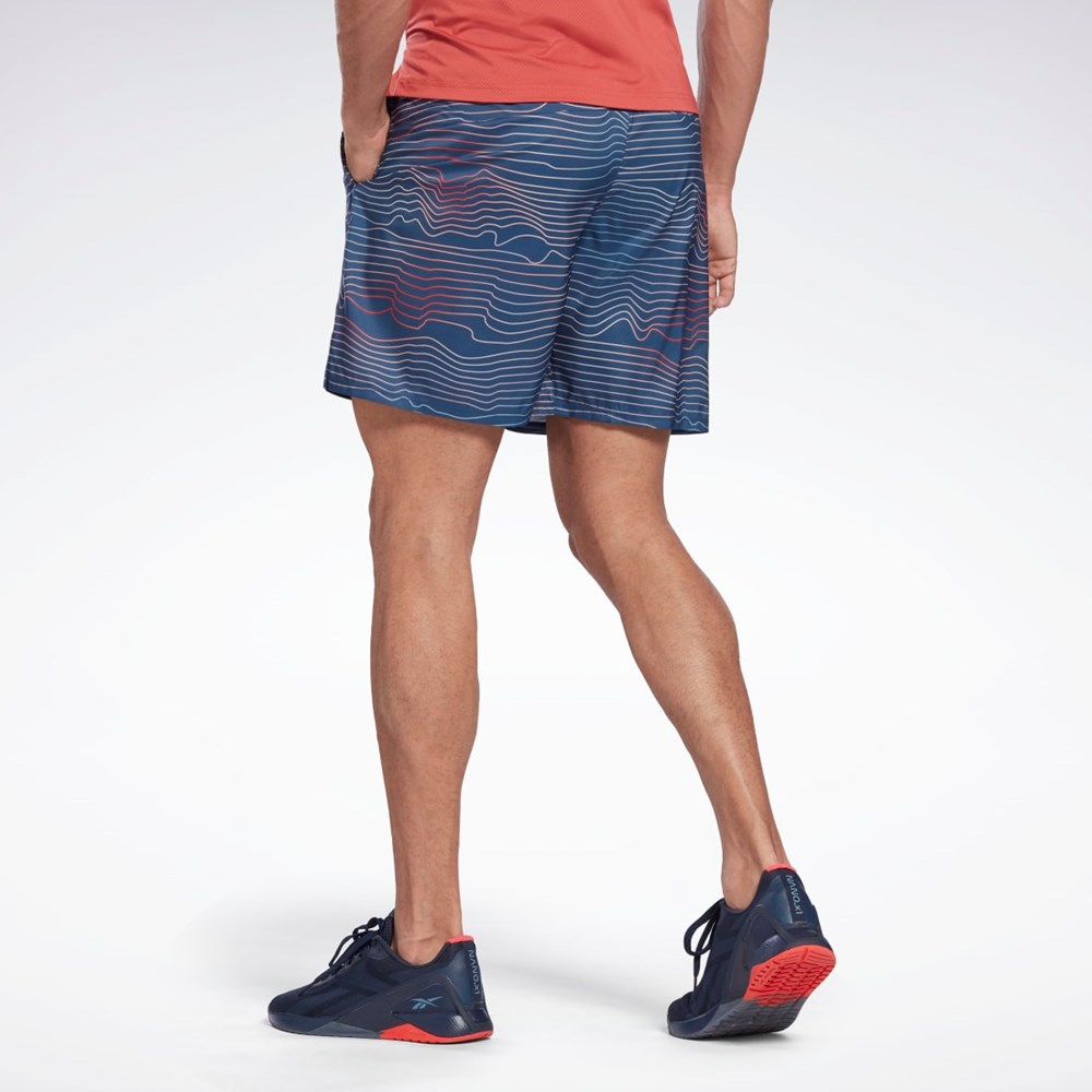 Reebok Allover Print Speed 2.0 Shorts Sininen | JYGQRZ-645