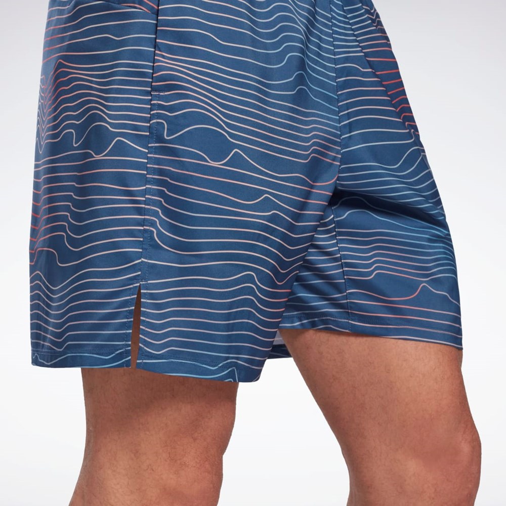 Reebok Allover Print Speed 2.0 Shorts Sininen | JYGQRZ-645