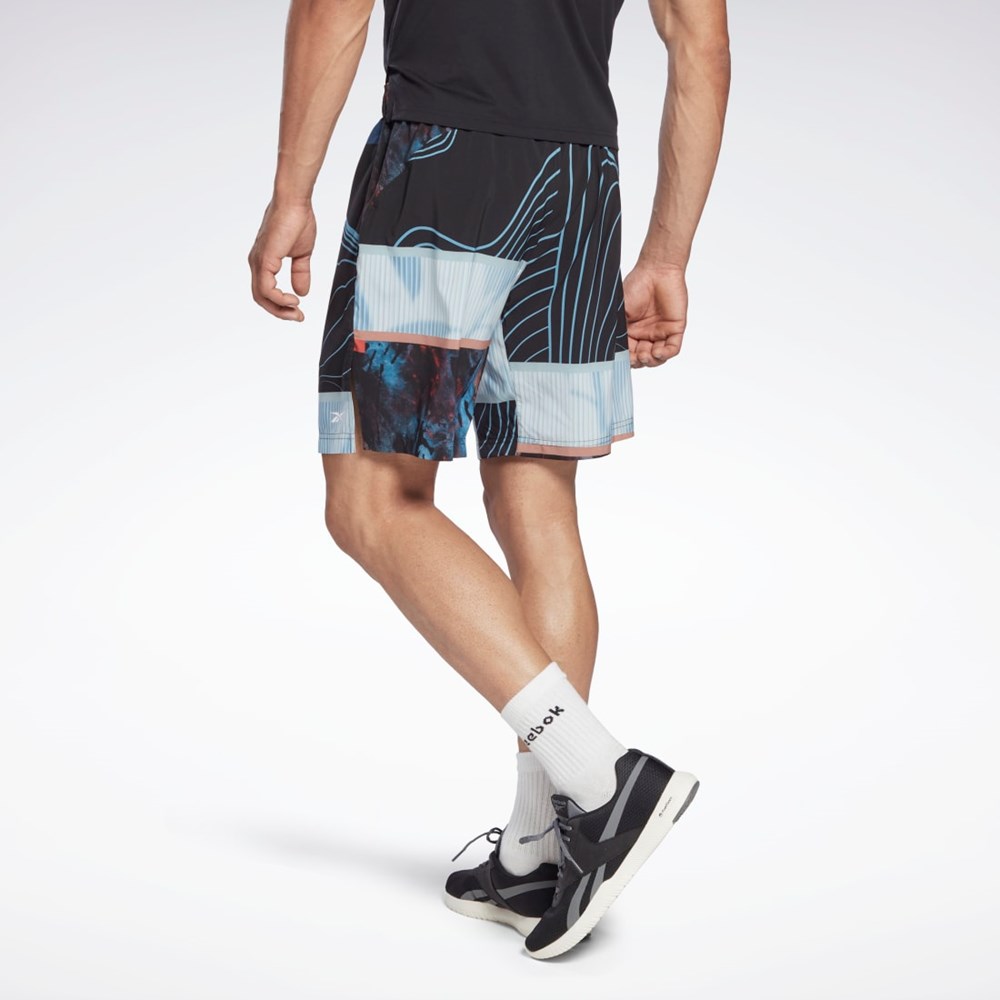 Reebok Austin Allover Print Shorts Mustat | LNUEGY-875