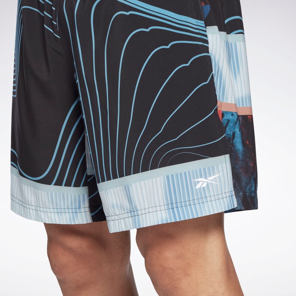 Reebok Austin Allover Print Shorts Mustat | LNUEGY-875