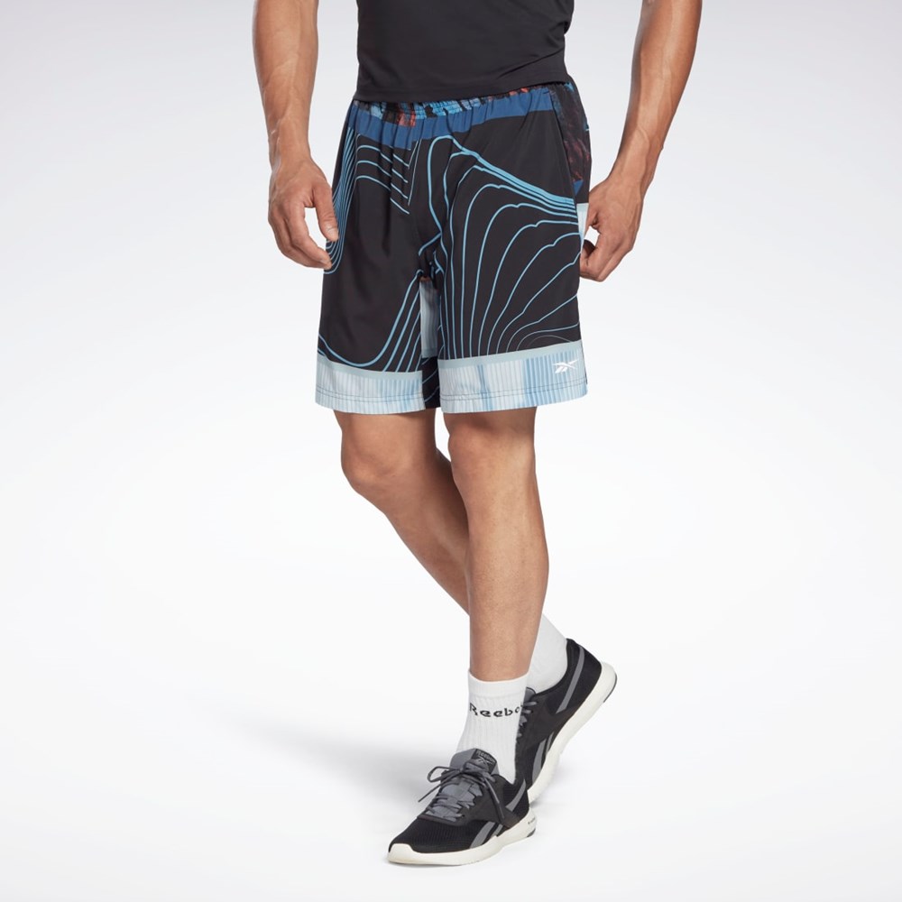 Reebok Austin Allover Print Shorts Mustat | LNUEGY-875