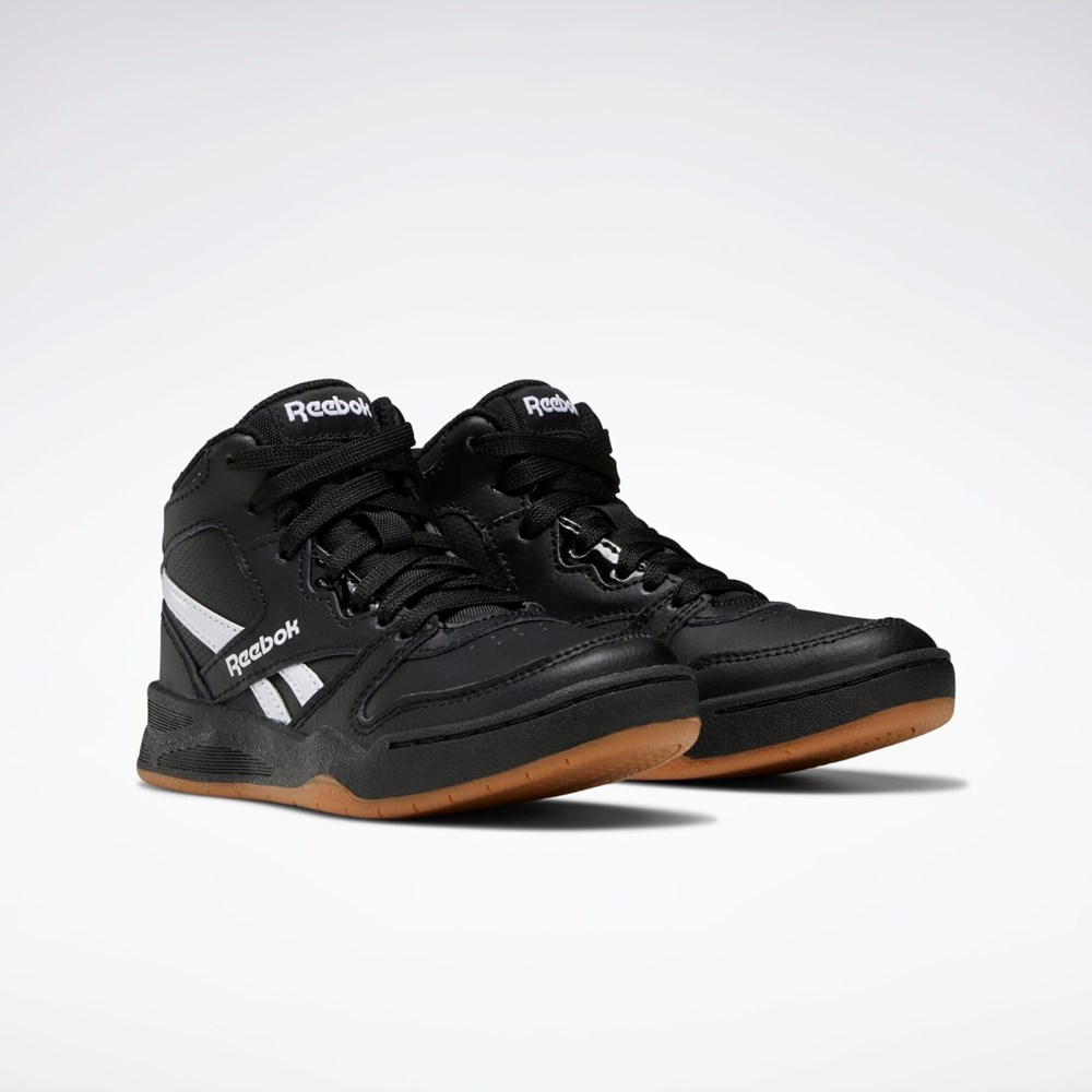 Reebok BB 4500 Court Shoes - Preschool Mustat Mustat Valkoinen | RGLBCX-084