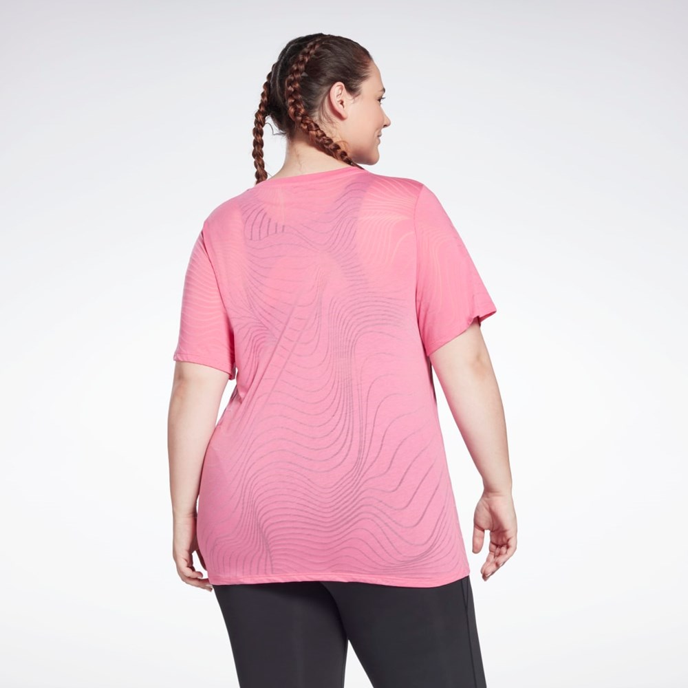Reebok Burnout T-Shirt (Plus Size) Pinkki | EYZPDX-542