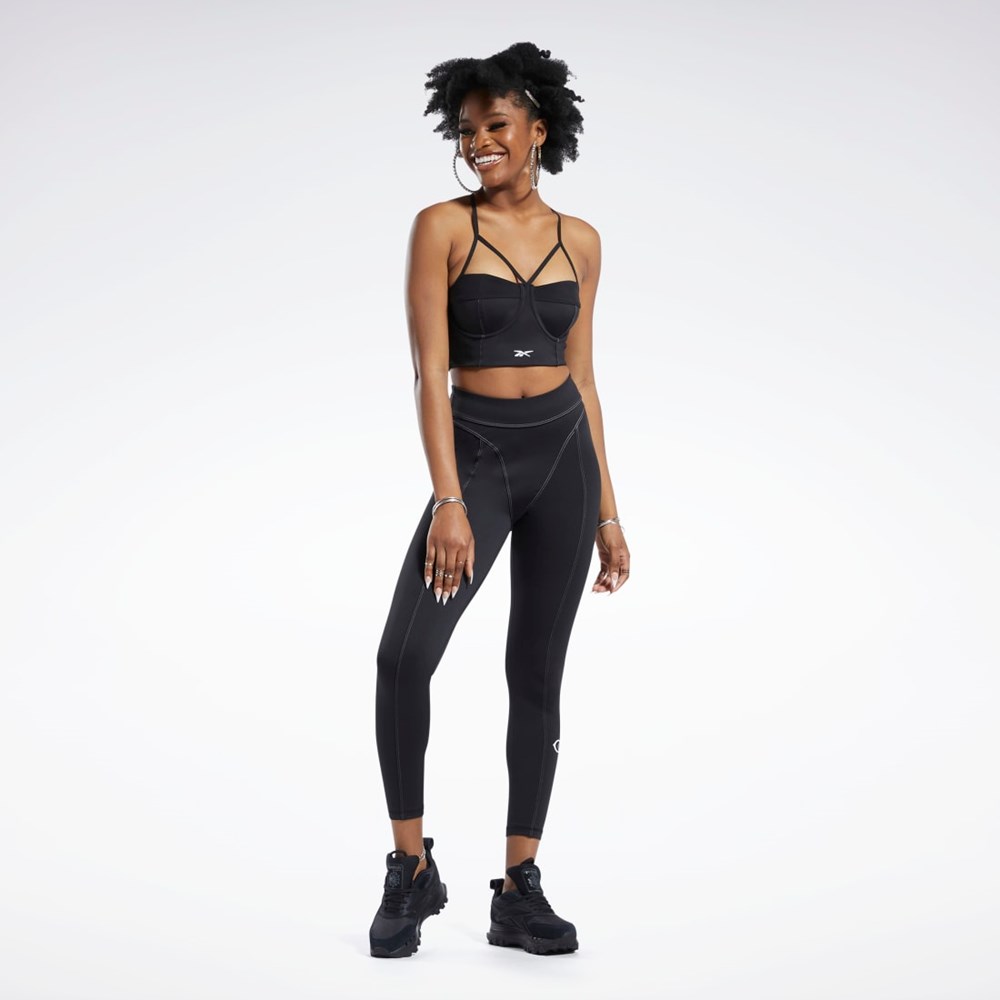 Reebok Cardi B Bralette Mustat Valkoinen | HGRSEI-853
