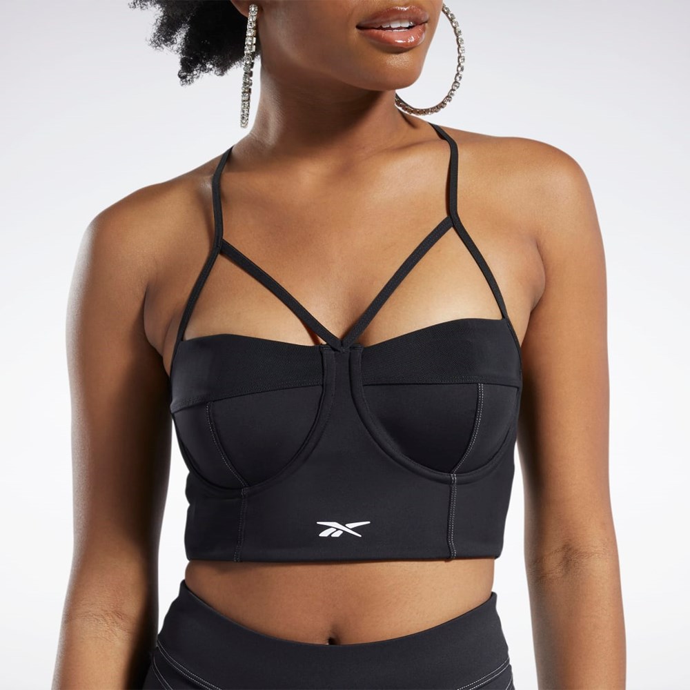 Reebok Cardi B Bralette Mustat Valkoinen | HGRSEI-853