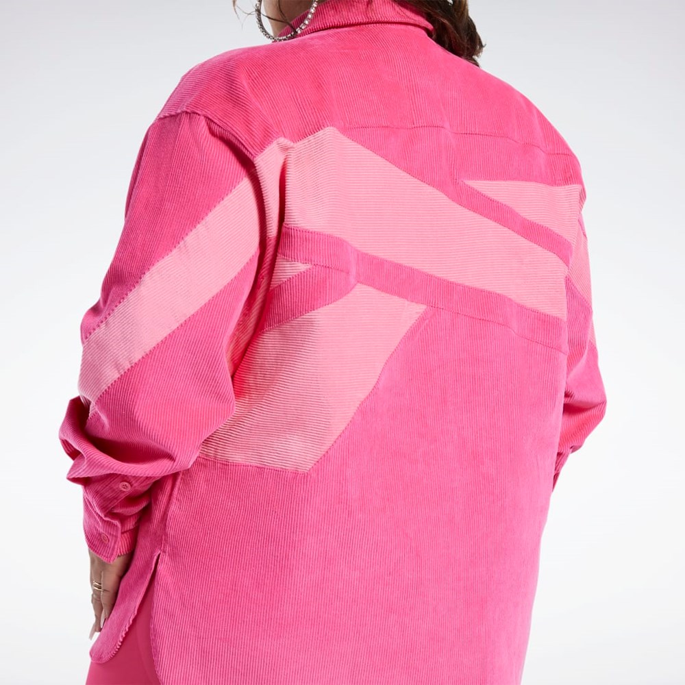 Reebok Cardi B Corduroy Cover-Up (Plus Size) Pinkki | XJVLOU-235