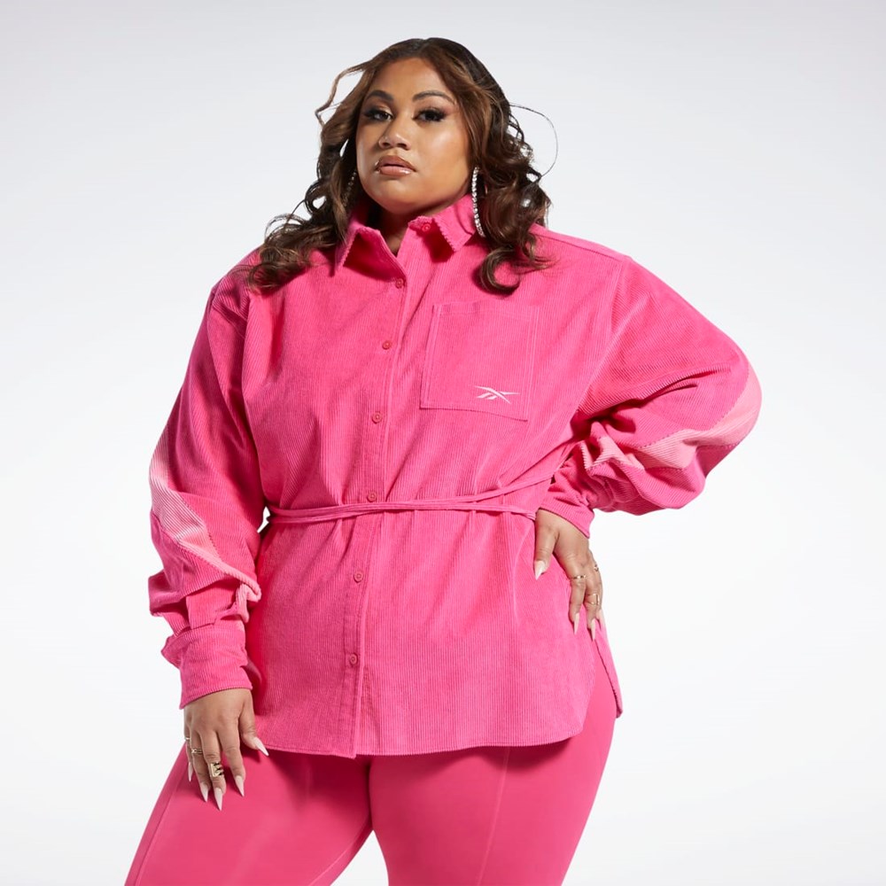 Reebok Cardi B Corduroy Cover-Up (Plus Size) Pinkki | XJVLOU-235