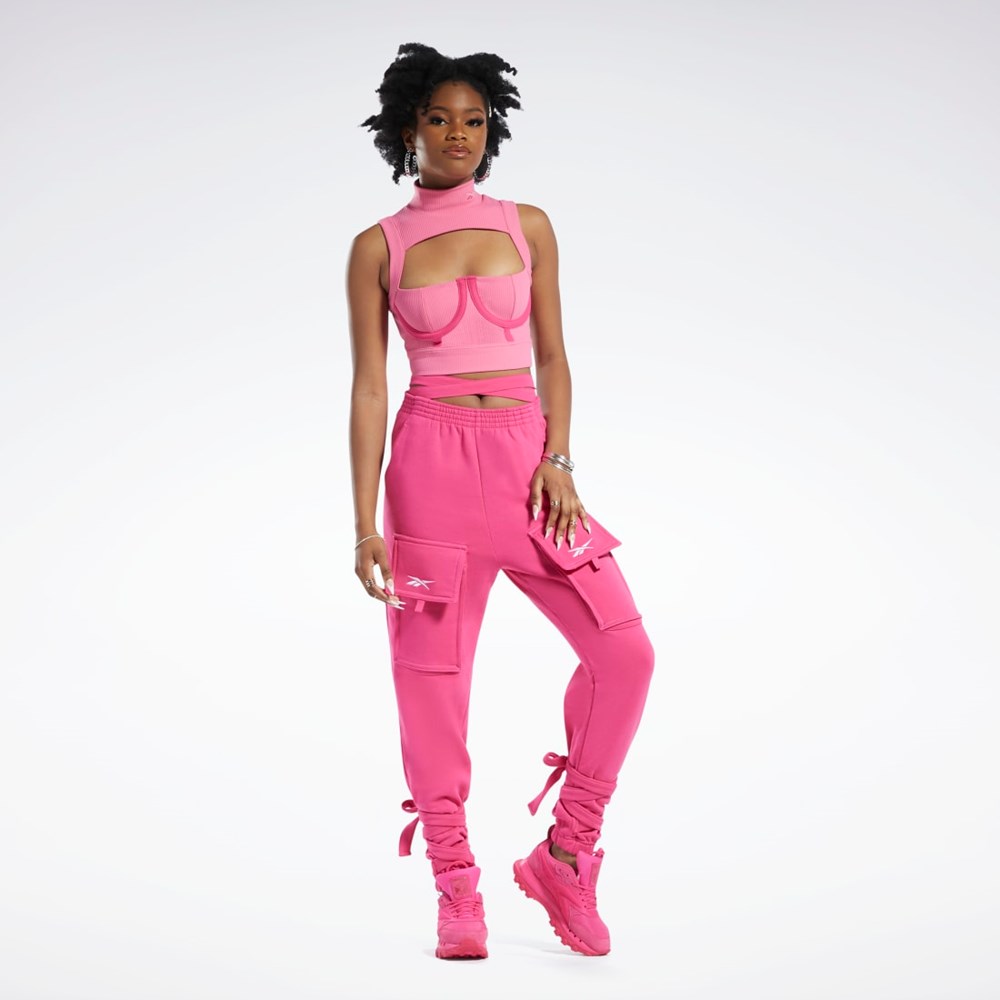 Reebok Cardi B Crop Top Pinkki Pinkki | IKCTGU-658