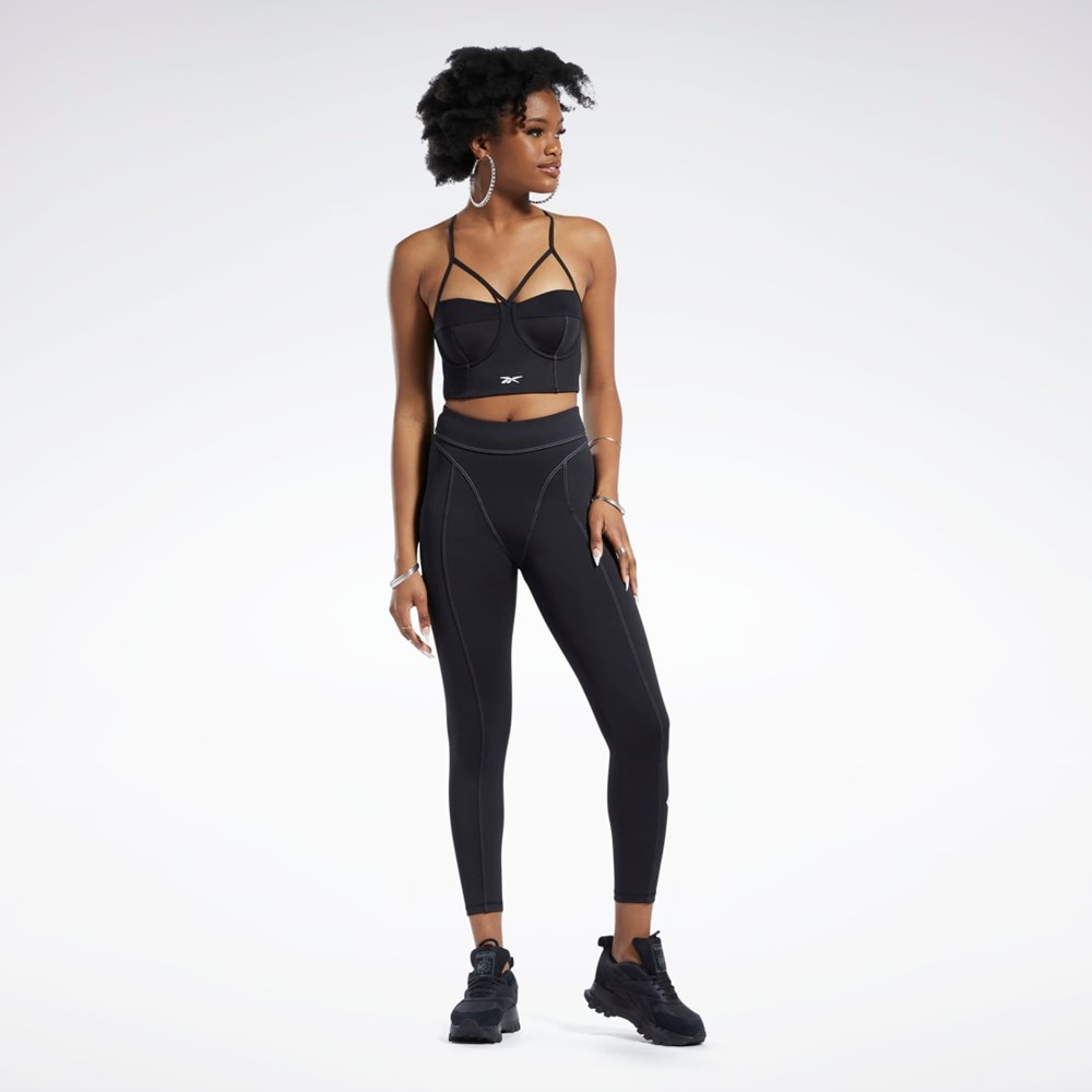 Reebok Cardi B High-Rise Tights Mustat | EHUTBC-940