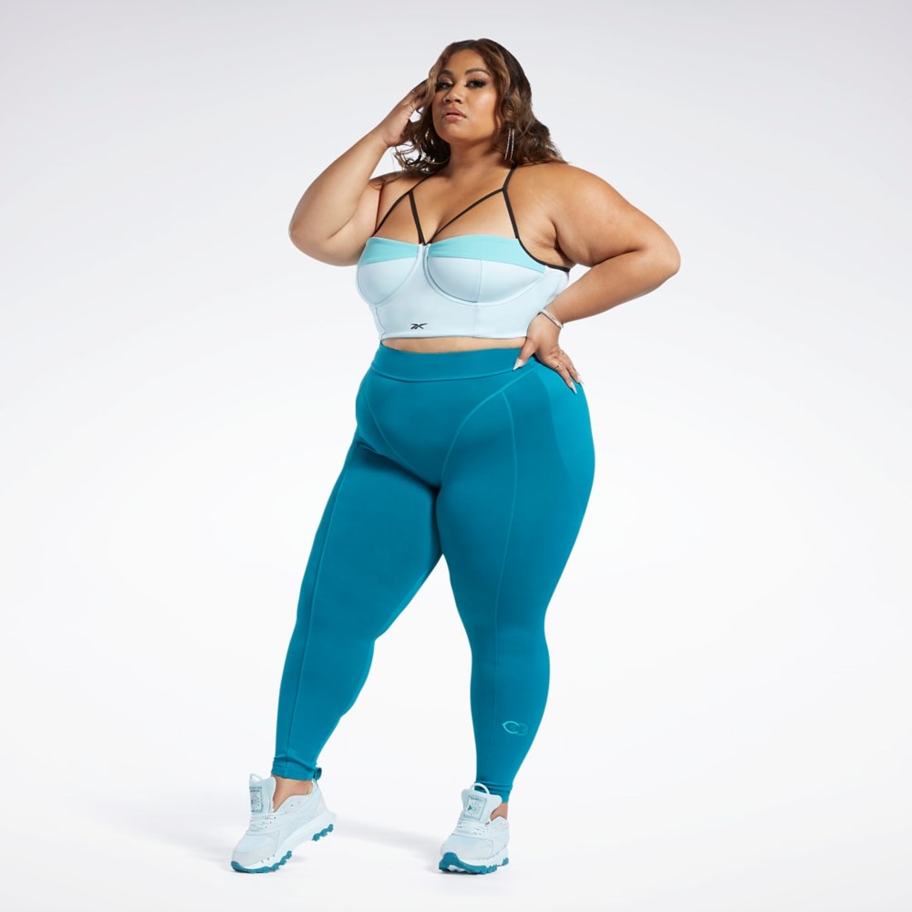 Reebok Cardi B High-Rise Tights (Plus Size) Seaport Teal | EVUQDI-697