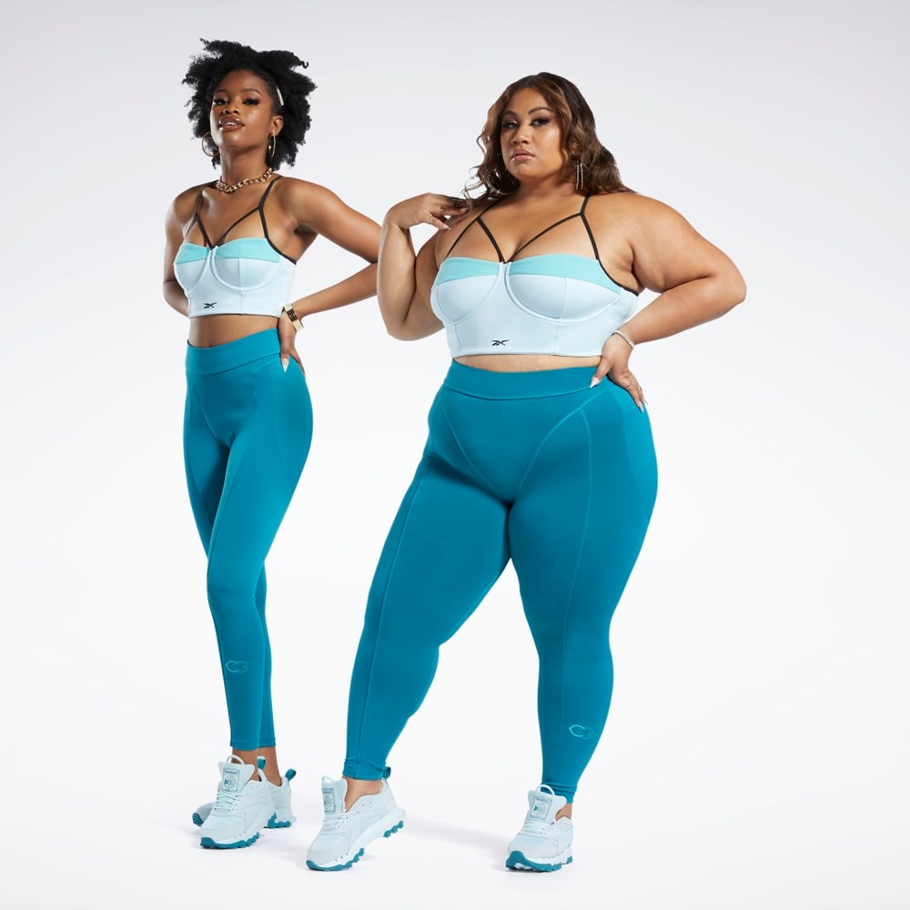 Reebok Cardi B High-Rise Tights (Plus Size) Seaport Teal | EVUQDI-697