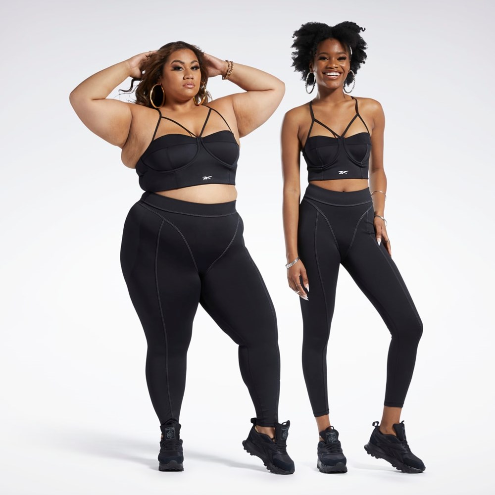 Reebok Cardi B High-Rise Tights (Plus Size) Mustat | FBITYG-826
