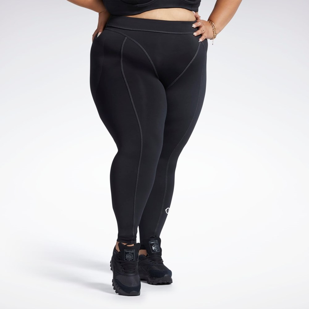 Reebok Cardi B High-Rise Tights (Plus Size) Mustat | FBITYG-826