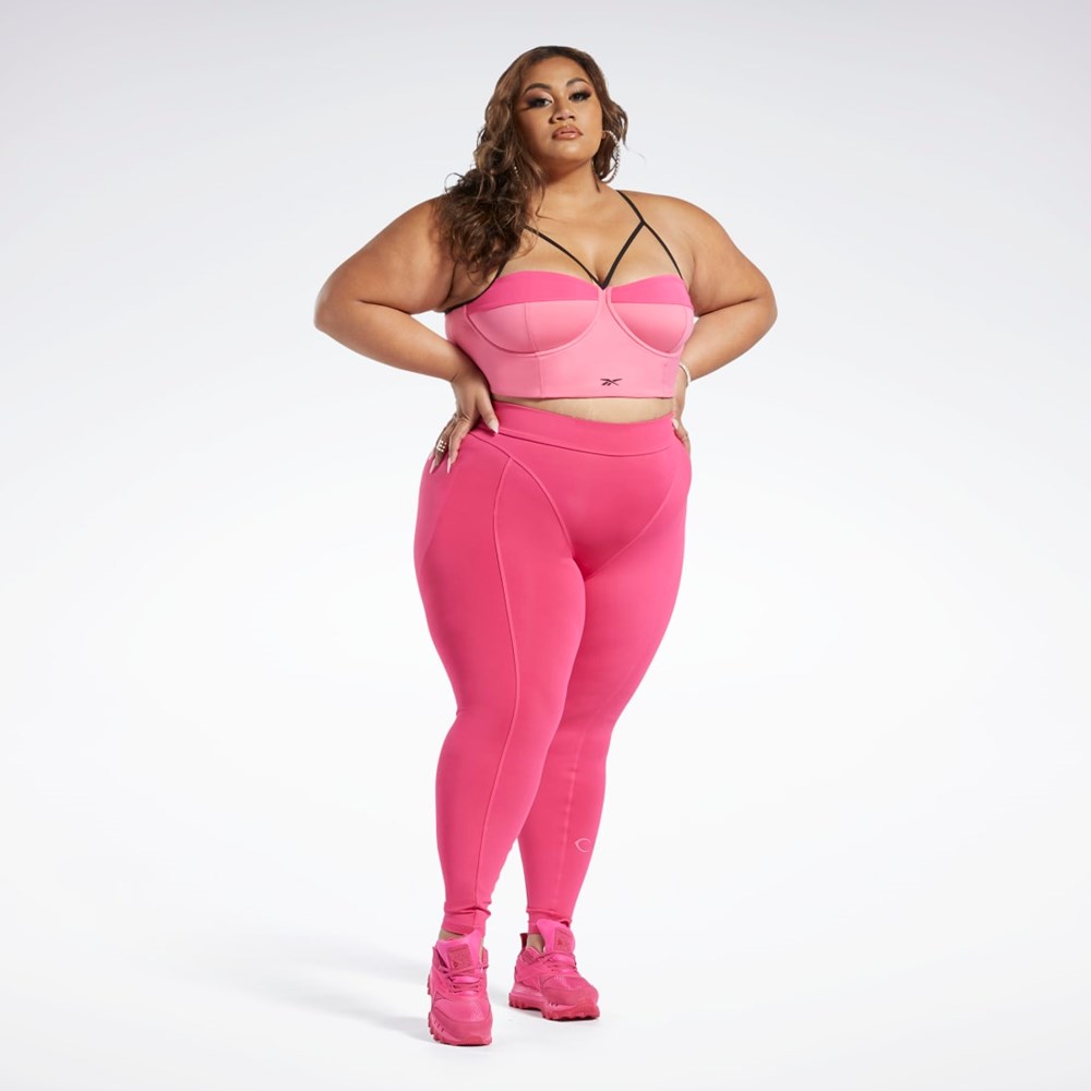 Reebok Cardi B High-Rise Tights (Plus Size) Pinkki | TNFOLZ-619