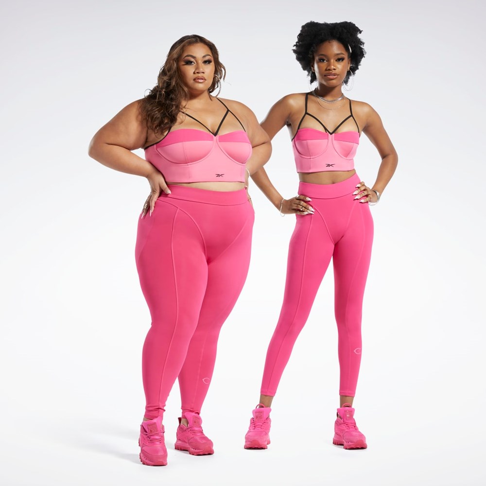 Reebok Cardi B High-Rise Tights (Plus Size) Pinkki | TNFOLZ-619