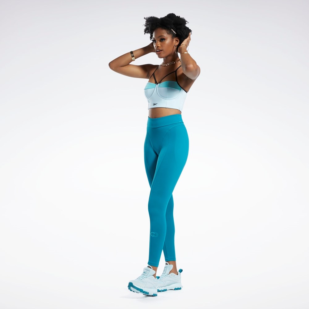 Reebok Cardi B High-Rise Tights Seaport Teal | QESLIO-590