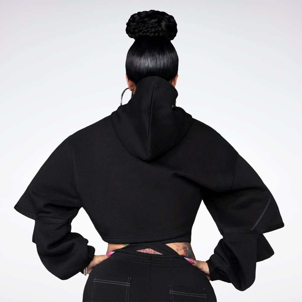 Reebok Cardi B Knit Hoodie Mustat Mustat | IYOPNR-539