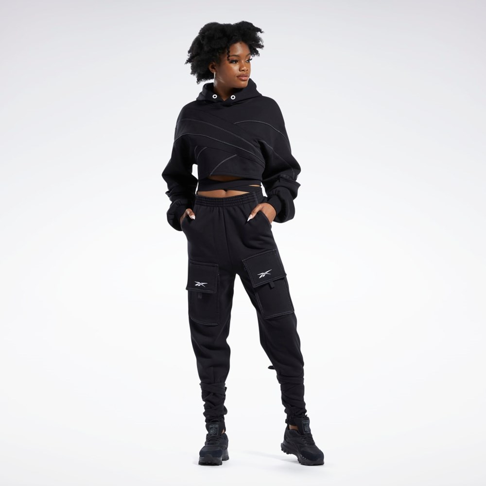 Reebok Cardi B Knit Hoodie Mustat Mustat | IYOPNR-539