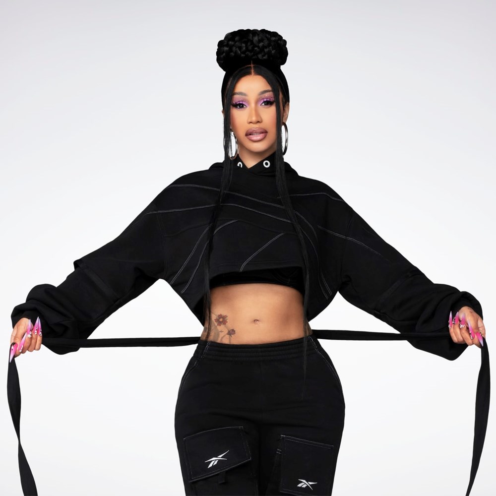 Reebok Cardi B Knit Hoodie Mustat Mustat | IYOPNR-539