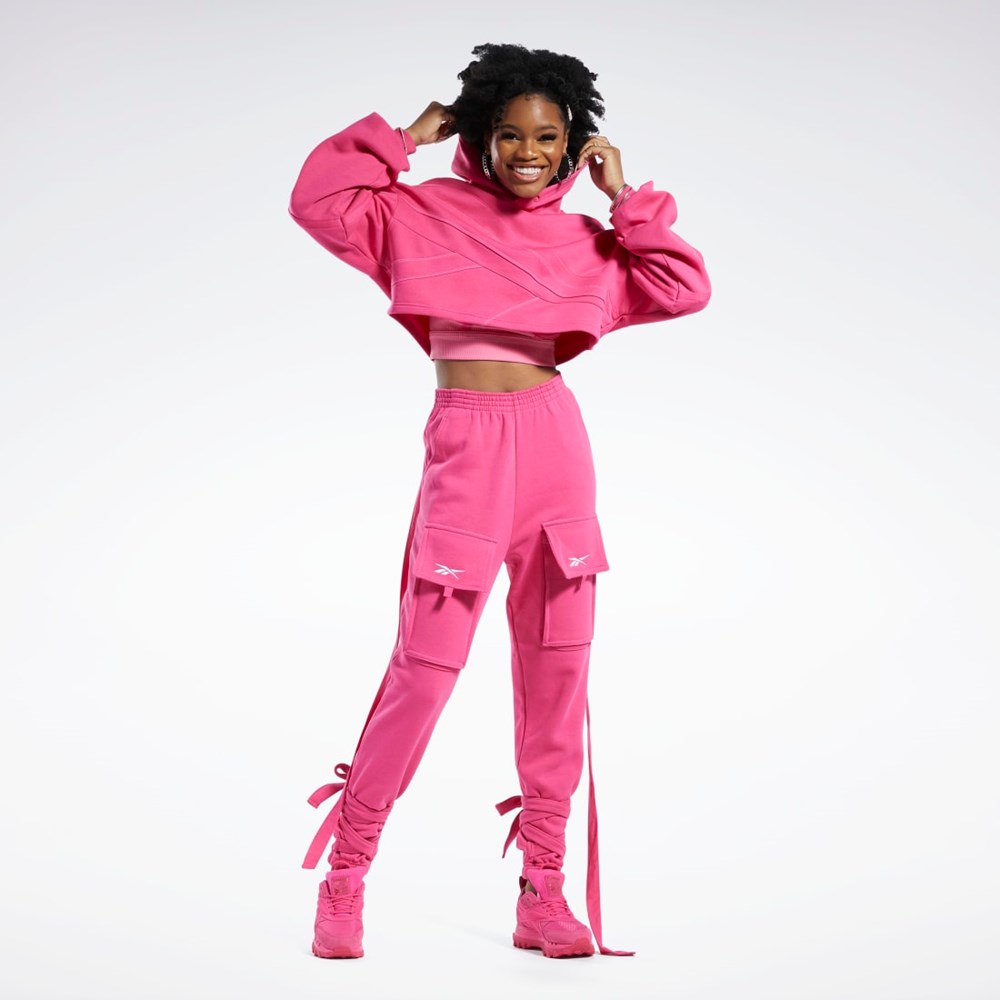 Reebok Cardi B Knit Hoodie Pinkki Pinkki | KHCOBT-170