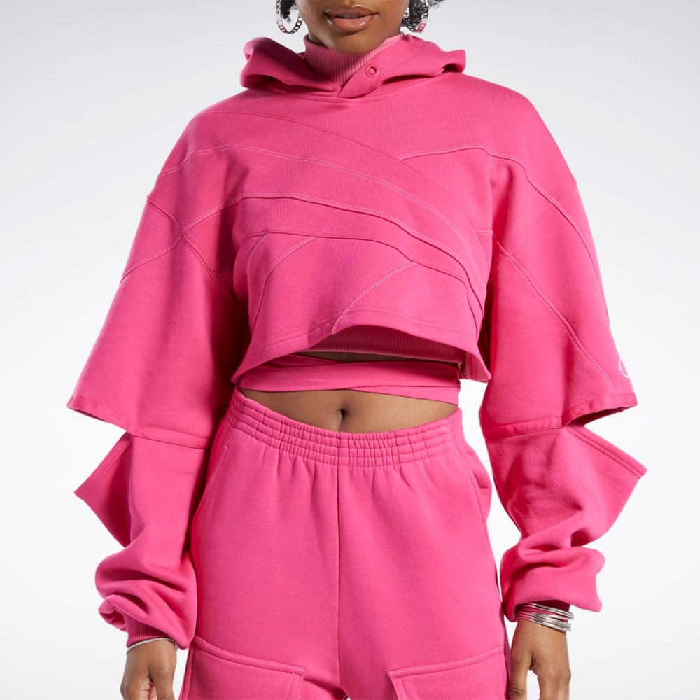 Reebok Cardi B Knit Hoodie Pinkki Pinkki | KHCOBT-170