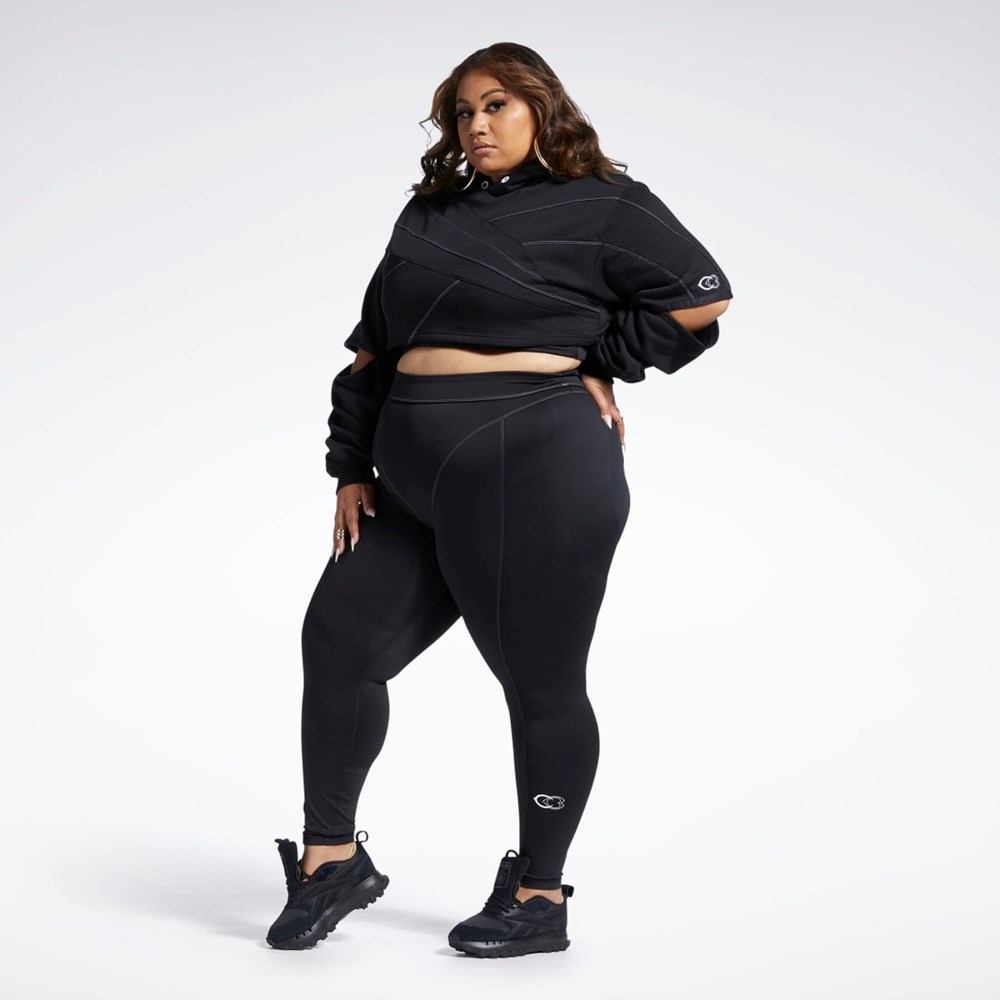 Reebok Cardi B Knit Hoodie (Plus Size) Mustat Mustat | TVSLUH-014