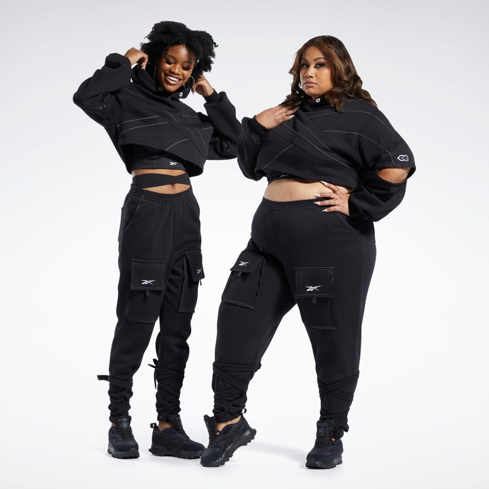 Reebok Cardi B Knit Hoodie (Plus Size) Mustat Mustat | TVSLUH-014