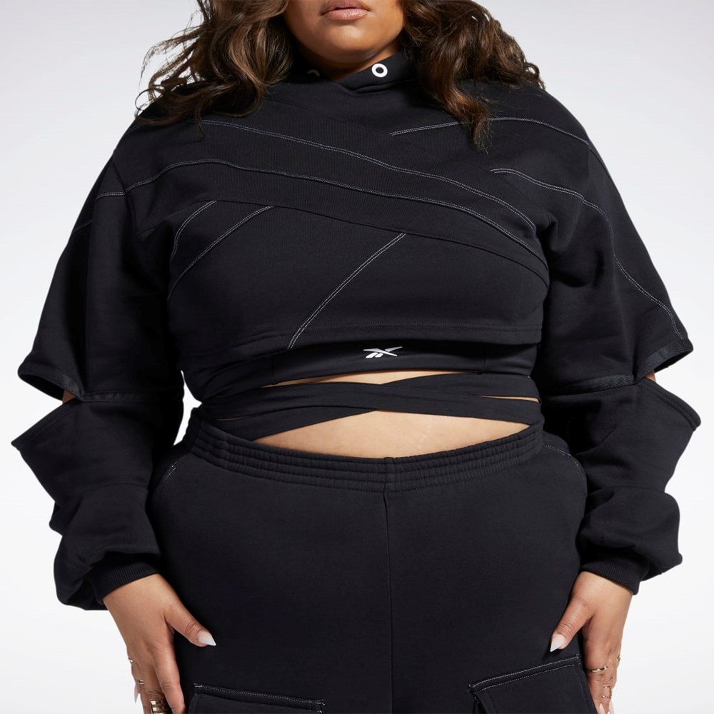 Reebok Cardi B Knit Hoodie (Plus Size) Mustat Mustat | TVSLUH-014