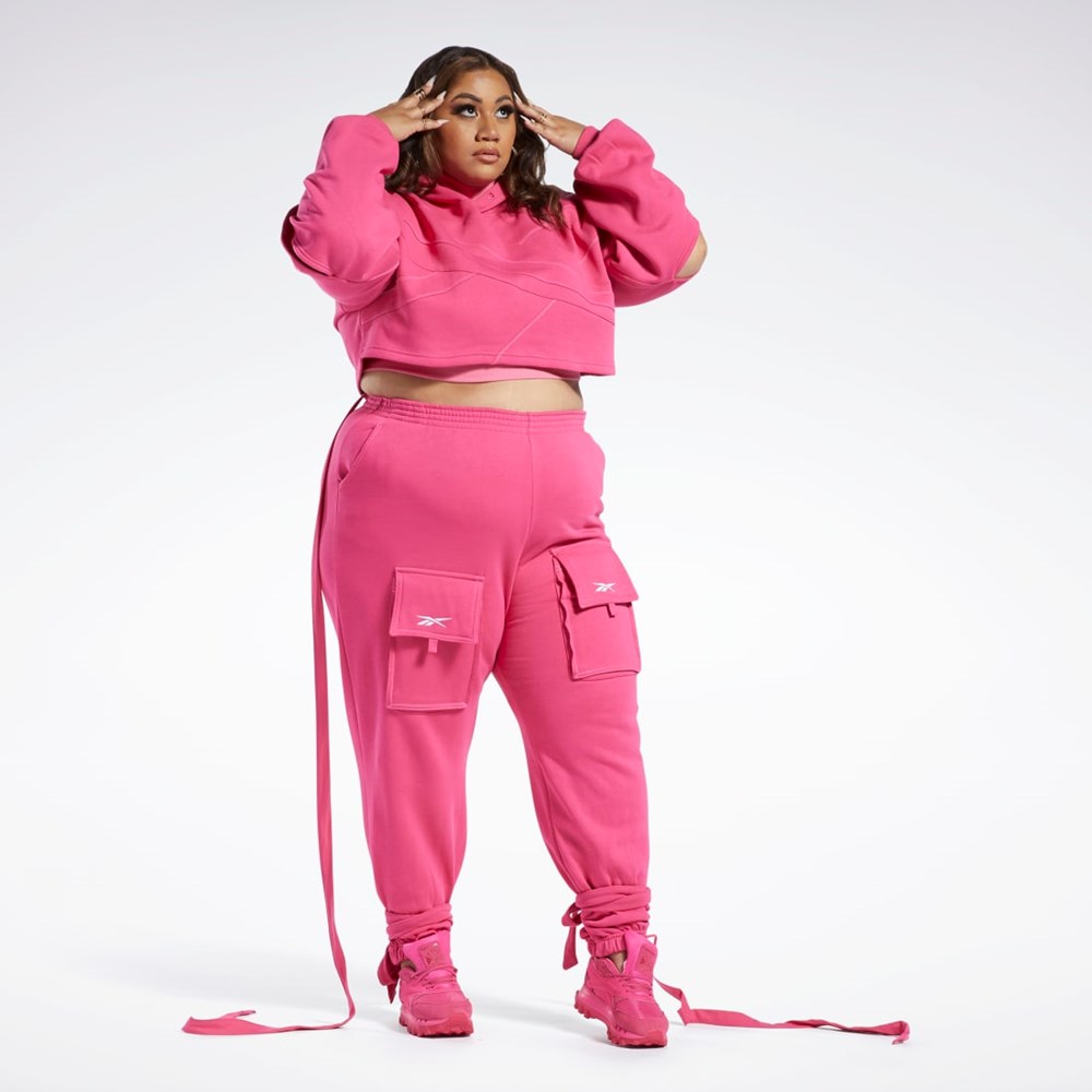 Reebok Cardi B Knit Hoodie (Plus Size) Pinkki Pinkki | UHGTFS-934