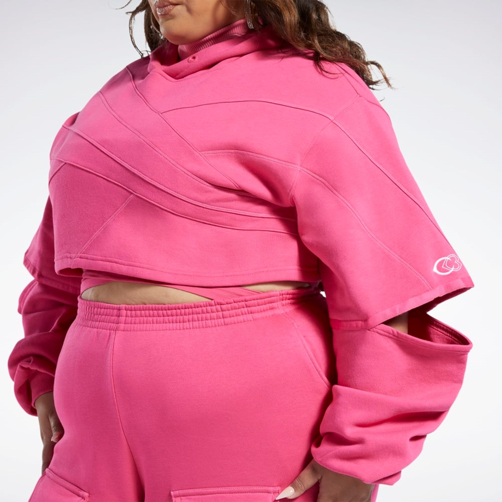 Reebok Cardi B Knit Hoodie (Plus Size) Pinkki Pinkki | UHGTFS-934