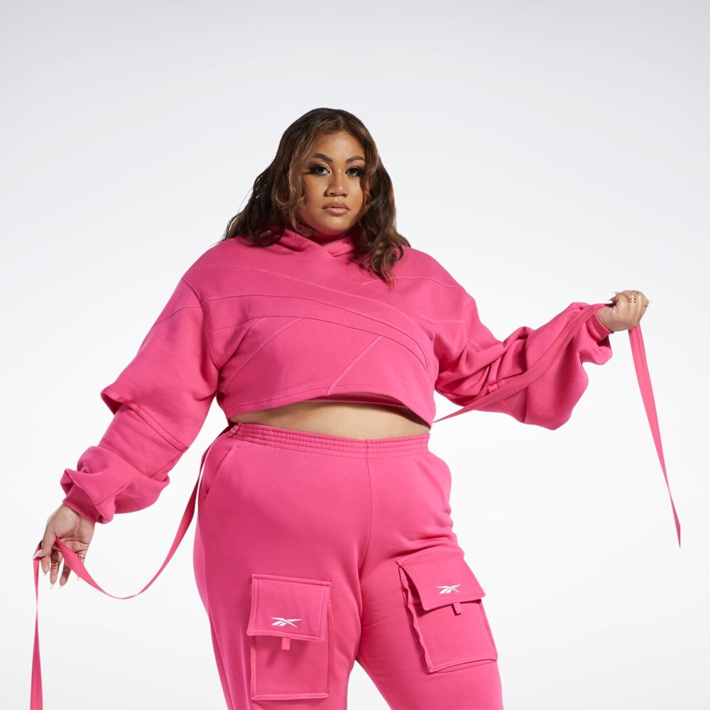 Reebok Cardi B Knit Hoodie (Plus Size) Pinkki Pinkki | UHGTFS-934