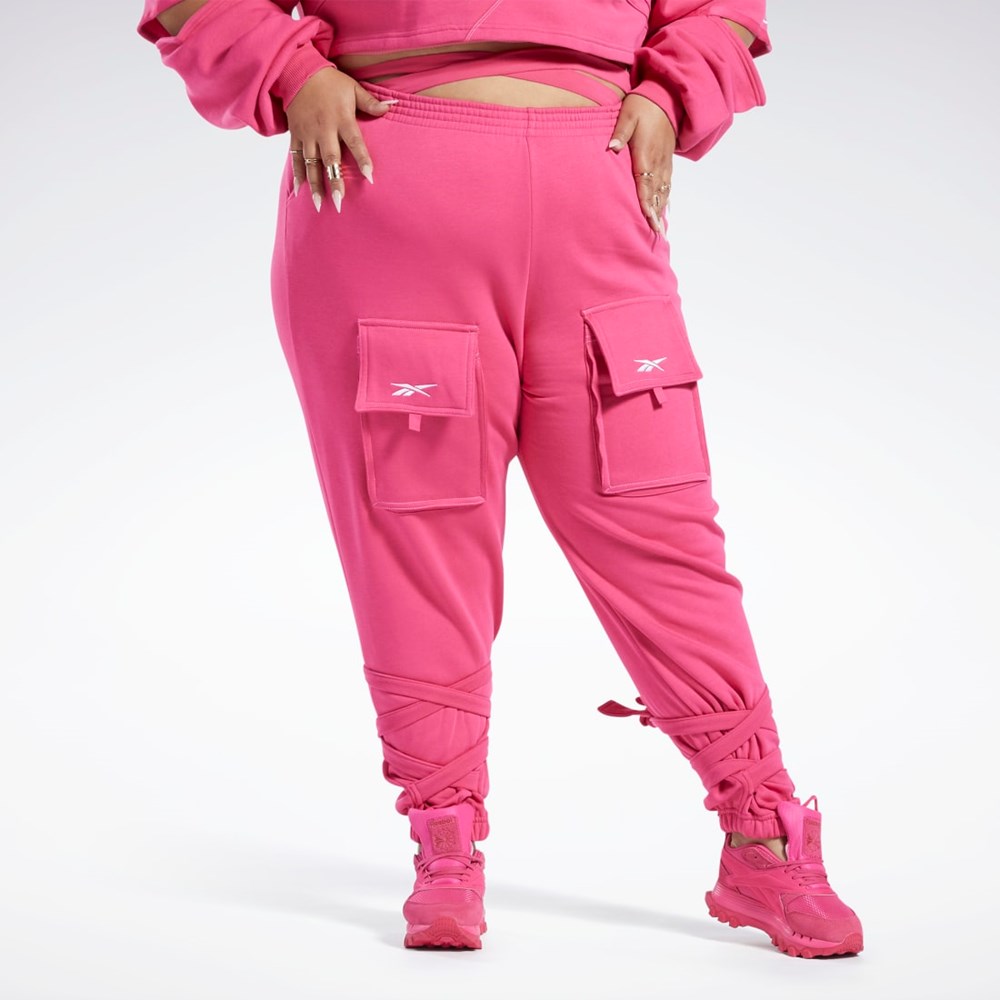 Reebok Cardi B Knit Pants (Plus Size) Pinkki | VZEDOC-750