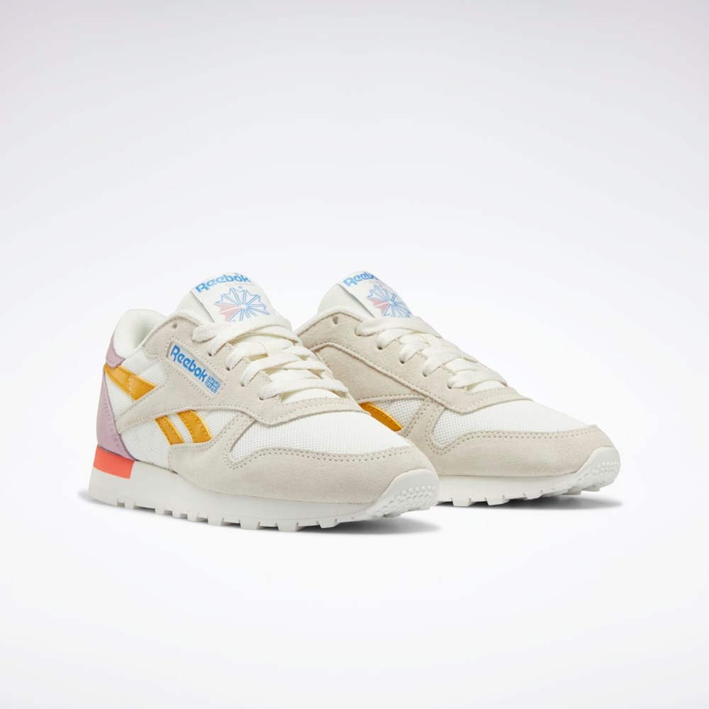 Reebok Classic Leather Shoes Chalk / Bright Ochre / Infused Lilac | ZTLNMG-760