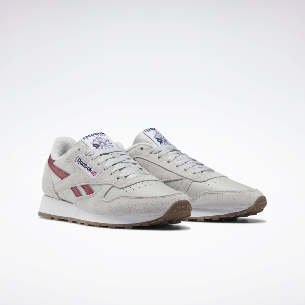 Reebok Classic Leather Shoes Harmaat Harmaat Viininpunainen | PRSNFX-821