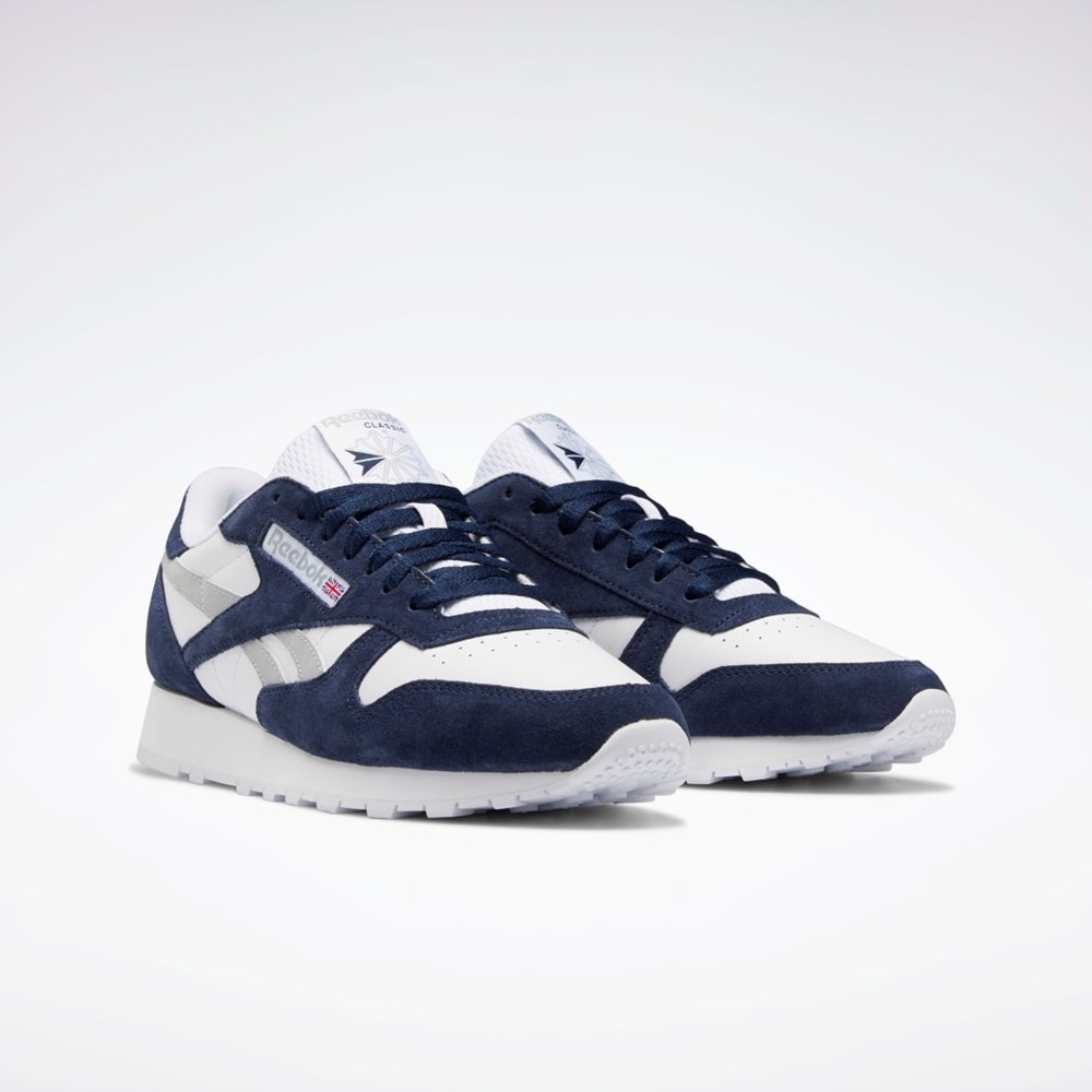 Reebok Classic Leather Shoes Laivastonsininen Valkoinen Harmaat | EBVOLZ-543
