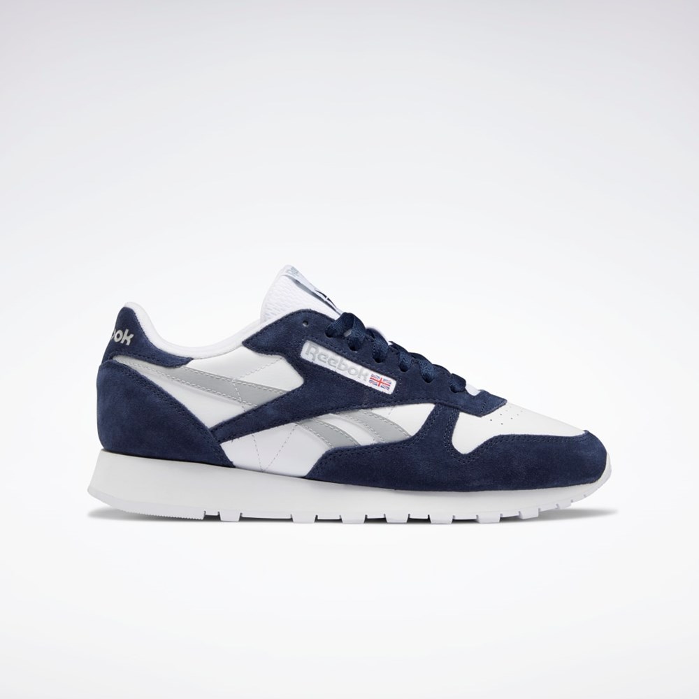 Reebok Classic Leather Shoes Laivastonsininen Valkoinen Harmaat | EBVOLZ-543
