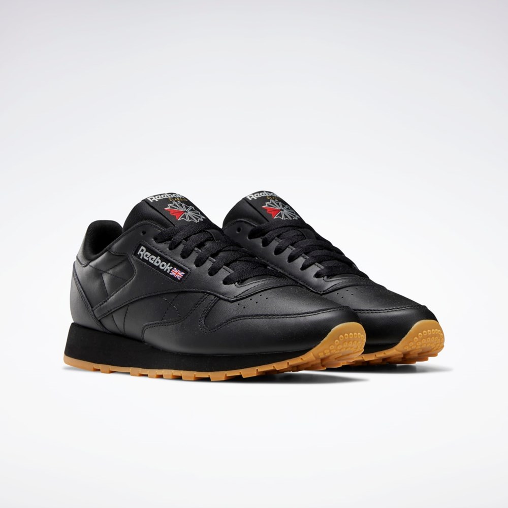 Reebok Classic Leather Shoes Mustat Harmaat | MHTICD-641