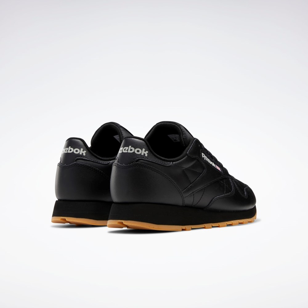 Reebok Classic Leather Shoes Mustat Harmaat | MHTICD-641