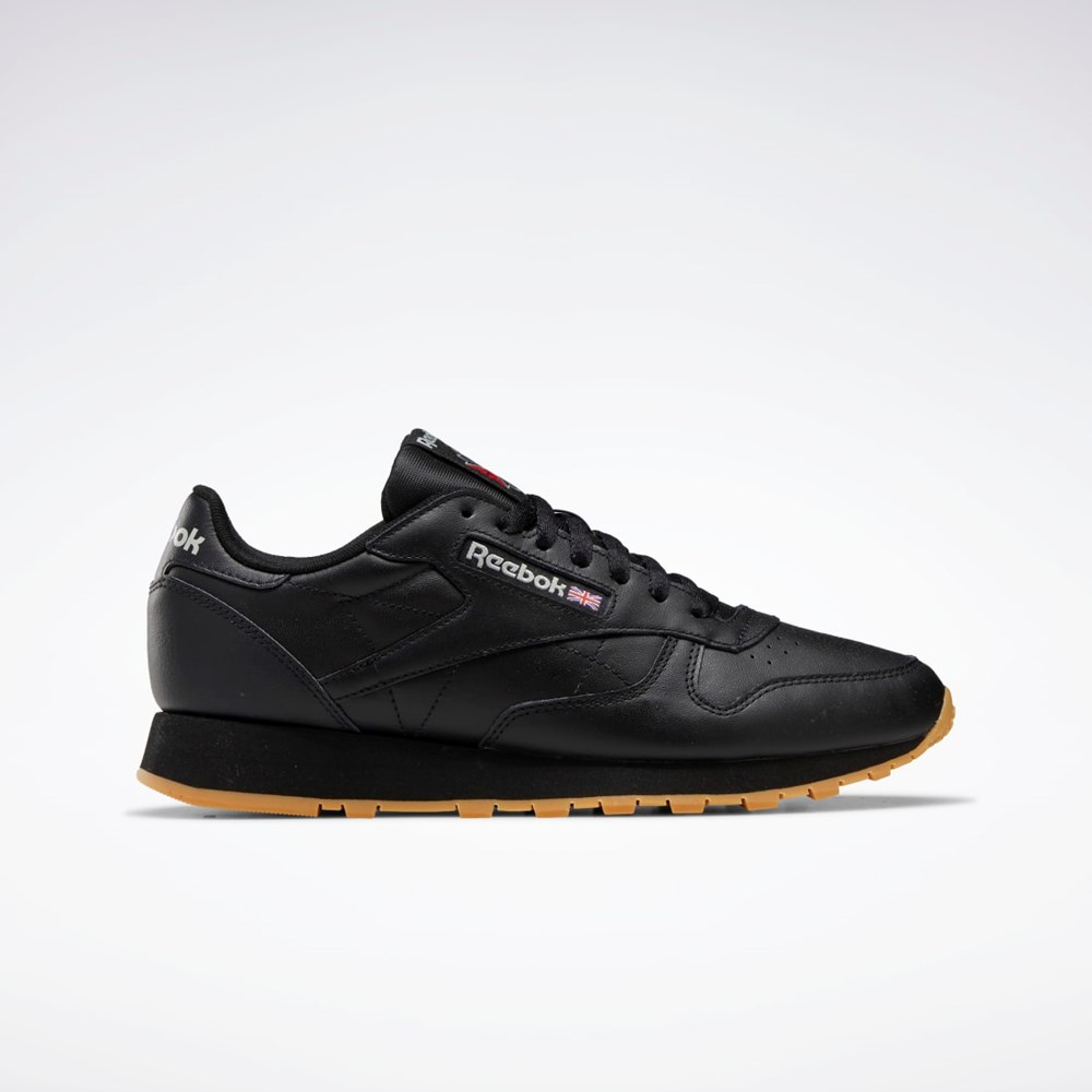 Reebok Classic Leather Shoes Mustat Harmaat | MHTICD-641