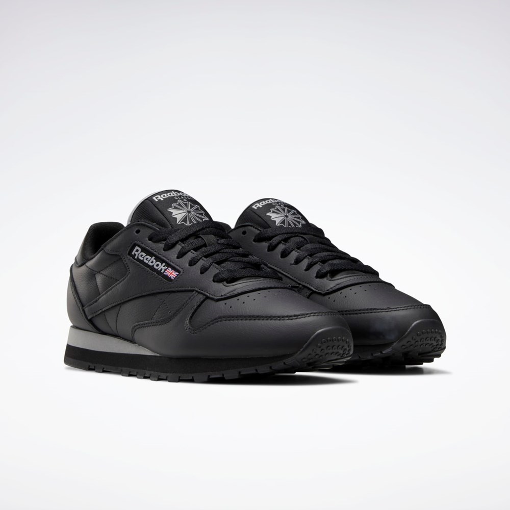 Reebok Classic Leather Shoes Mustat Harmaat Mustat | SDCHMQ-593