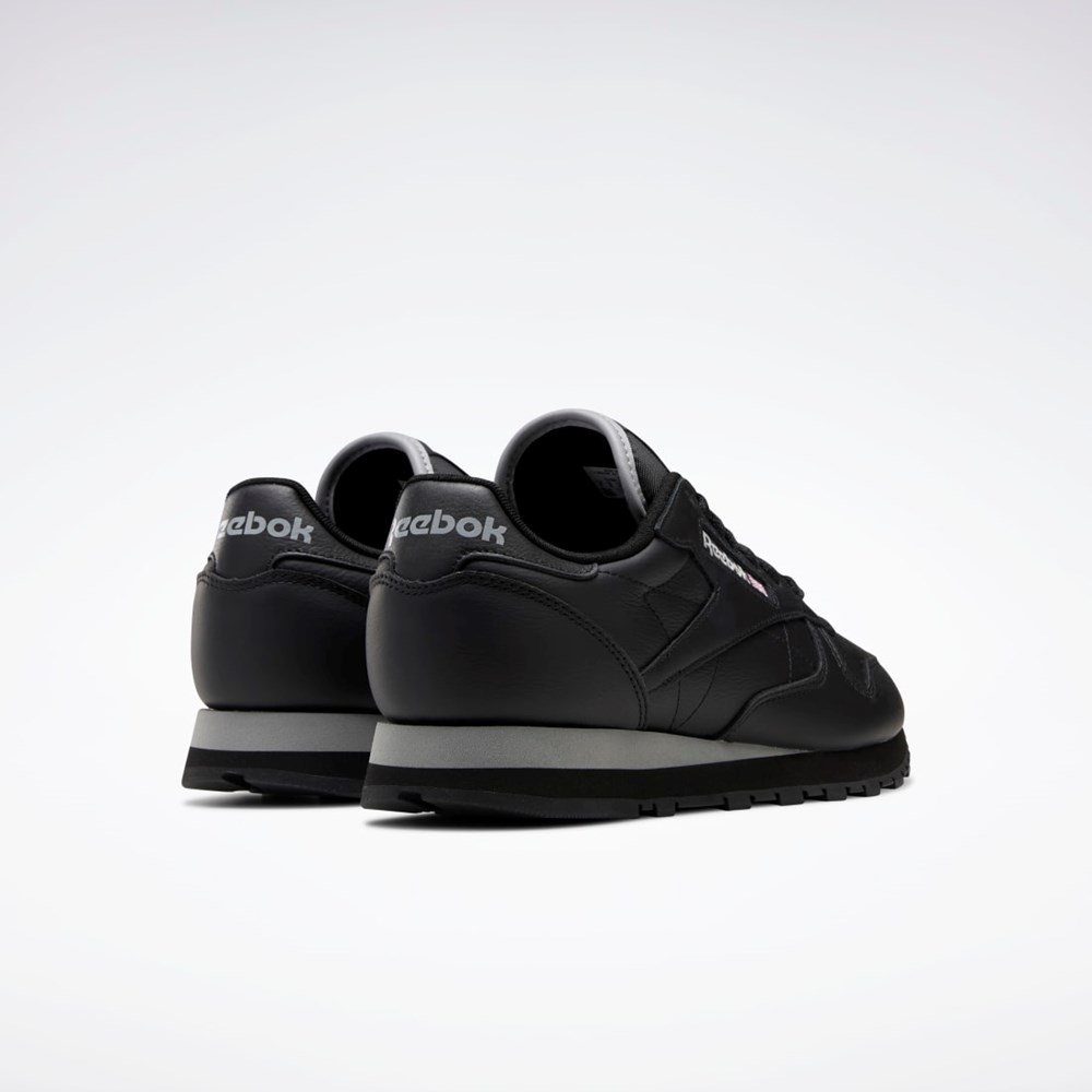 Reebok Classic Leather Shoes Mustat Harmaat Mustat | SDCHMQ-593