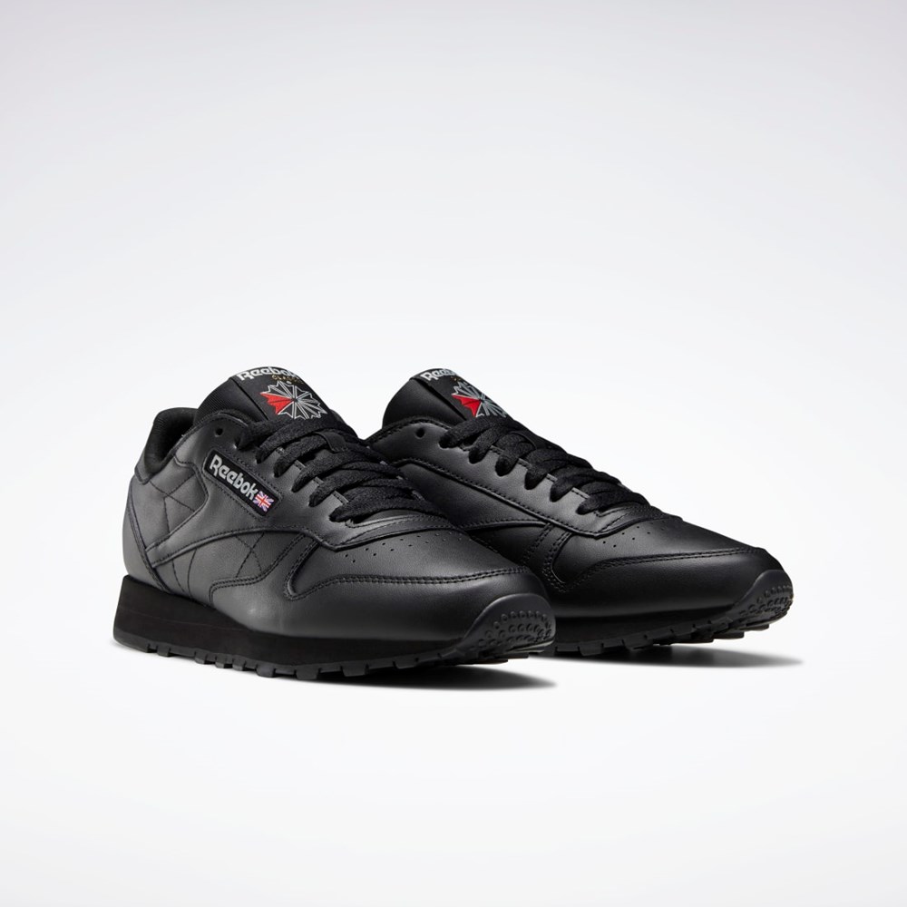 Reebok Classic Leather Shoes Mustat Mustat Harmaat | HYZGEN-340