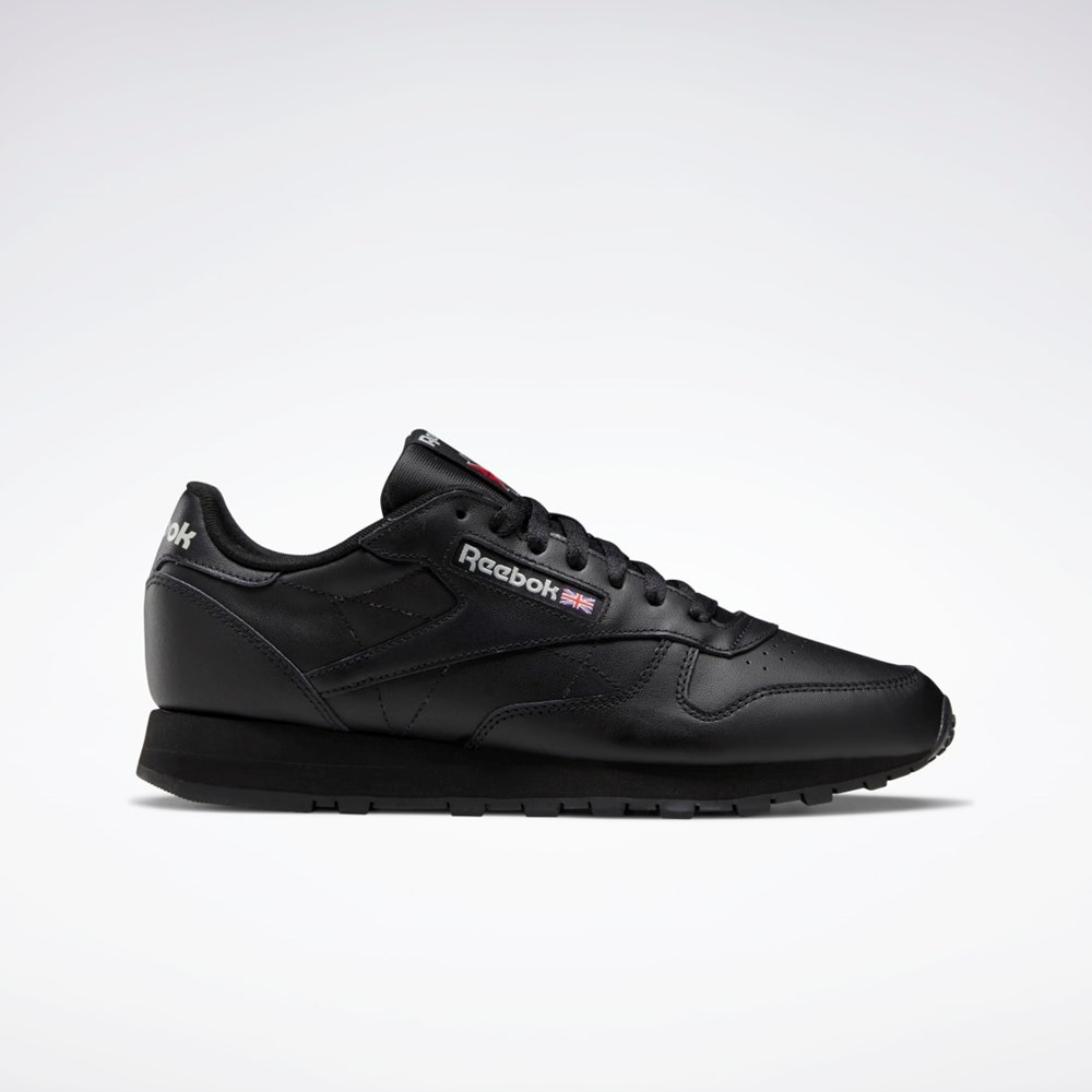 Reebok Classic Leather Shoes Mustat Mustat Harmaat | HYZGEN-340