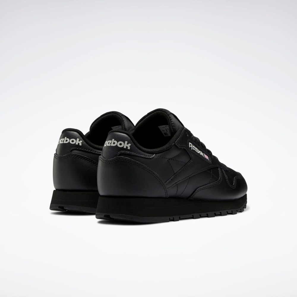 Reebok Classic Leather Shoes Mustat Mustat Harmaat | LRMAGV-872