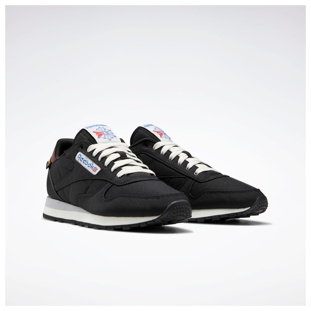 Reebok Classic Leather Shoes Mustat Ruskea | FXHSTU-302