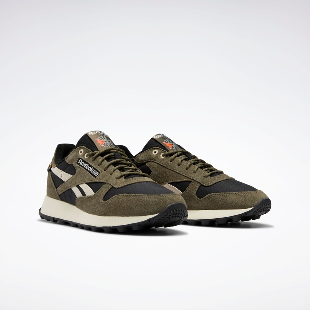 Reebok Classic Leather Shoes Mustat Vihreä | AWYHLB-079